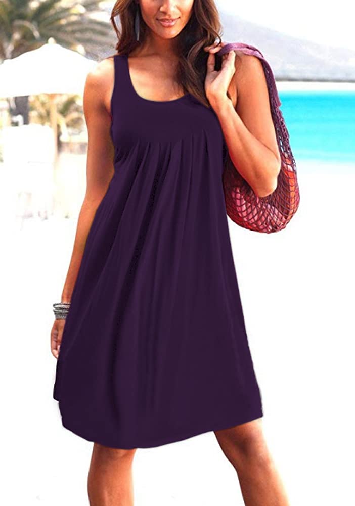 Camisunny Cute Casual Loose Tank Dress for Women Fashion 2025 Beach Bikini Swimsuit Cover Ups Size XXL - Image 3